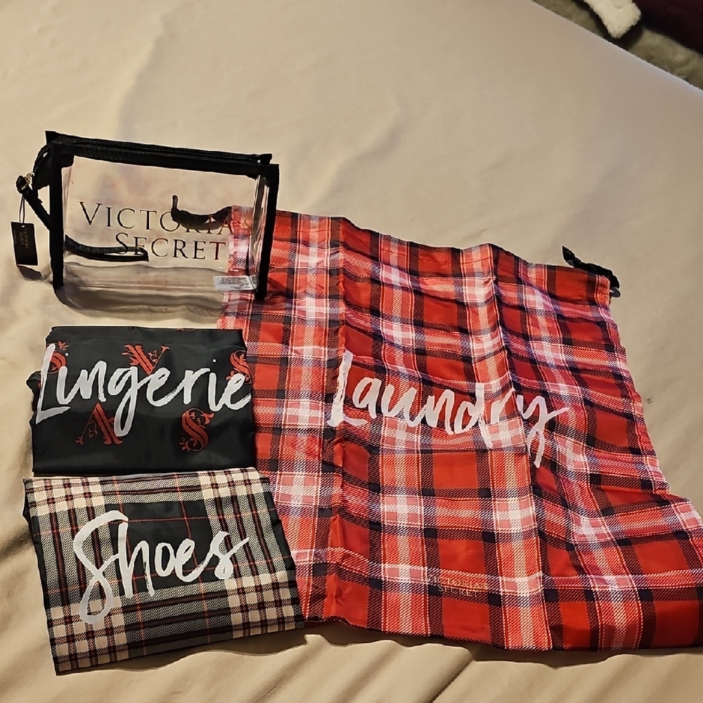 Victoria's Secret Plaid Travel Bag Set